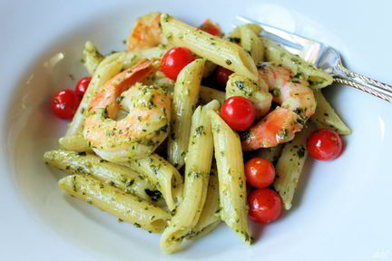 Макароны с креветками