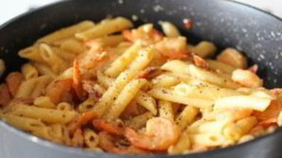 макароны с креветками