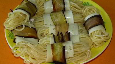 моточки-гриль из спагетти