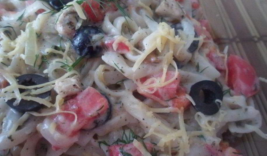 Рецепт пасты феттучине со сливочным соусом и овощами