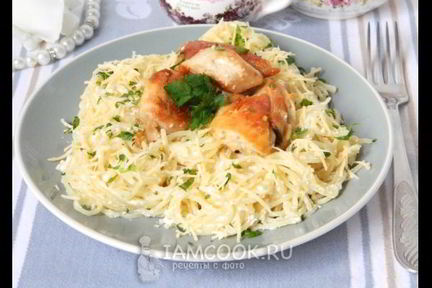 Паста с куриным филе и сливочным соусом