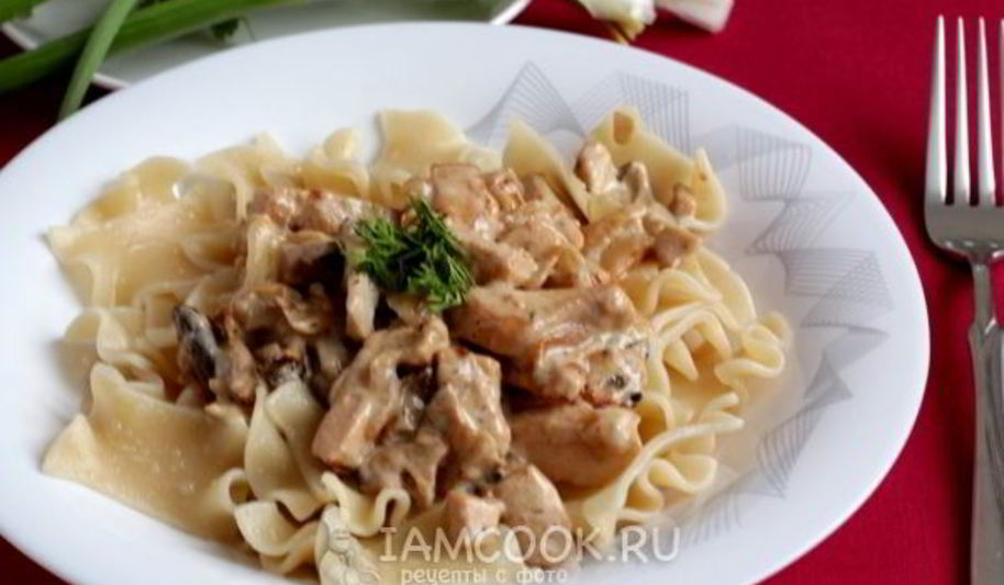 Рецепт пасты с курицей и грибами