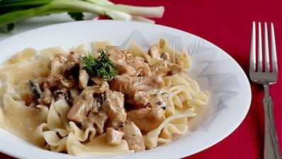 паста с курицей и грибами