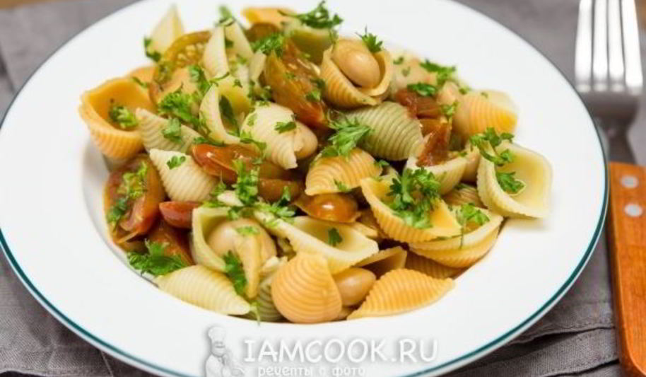 Рецепт пасты с помидорами и фасолью