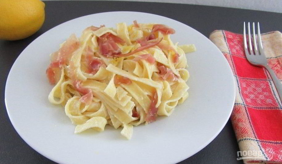 Рецепт пасты с ветчиной и лимоном