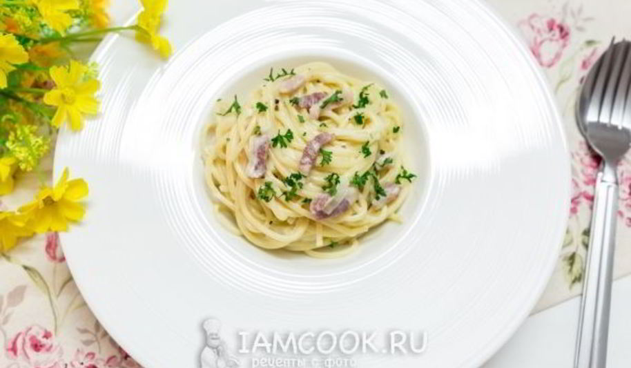 Рецепт спагетти с беконом