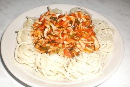 Спагетти с крабовыми палочками