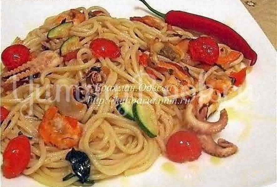Спагетти с морепродуктами