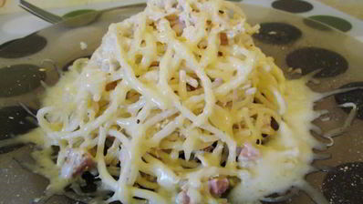 спагетти в сливочно-курином соусе