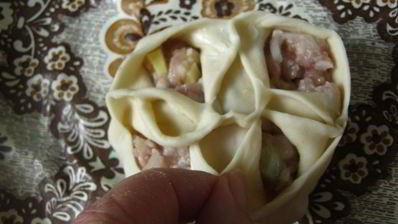 манты с мясом и картофелем