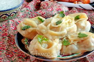 Манты с тыквой и фаршем