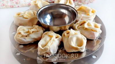 манты с тыквой и фаршем