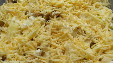 картофель по-французски с яблоком и грибами