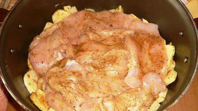 картошка по-французски с курицей