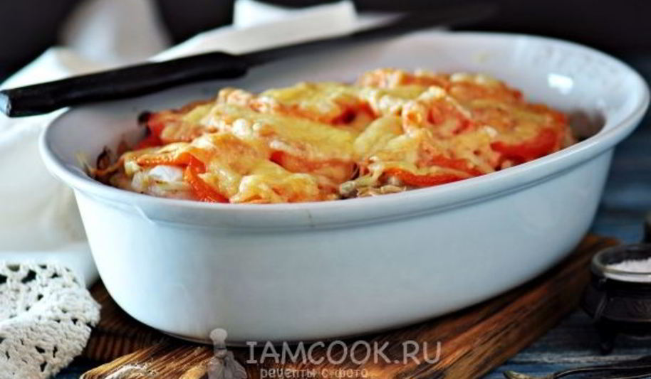 Рецепт мяса по-французски с грибами и помидорами