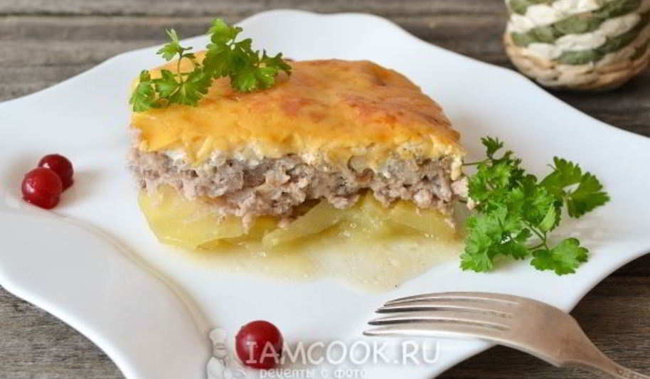 Рецепт мяса по-французски с картофелем и фаршем