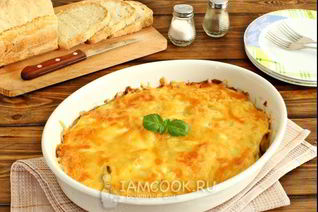 Мясо по-французски с картошкой и грибами