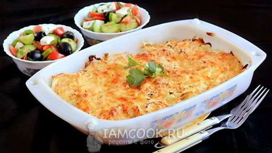 мясо по-французски с курицей и картошкой