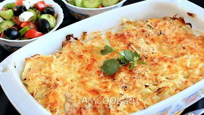 мясо по-французски с курицей и картошкой