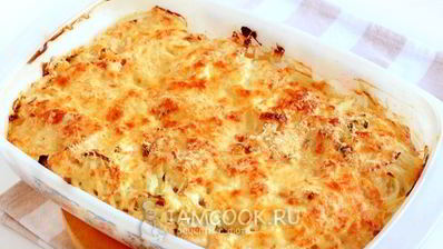 мясо по-французски с курицей и картошкой