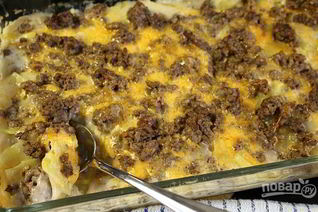 Фарш, картошка и сыр в духовке