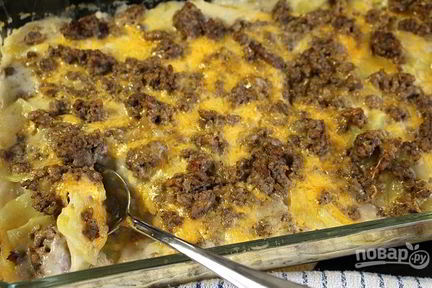 Фарш, картошка и сыр в духовке