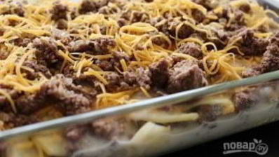 фарш, картошка и сыр в духовке