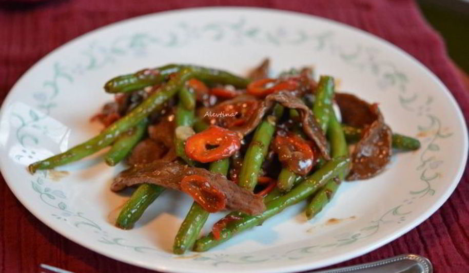 Рецепт говядины, жареной с зеленой фасолью