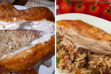 Курица, фаршированная рисом