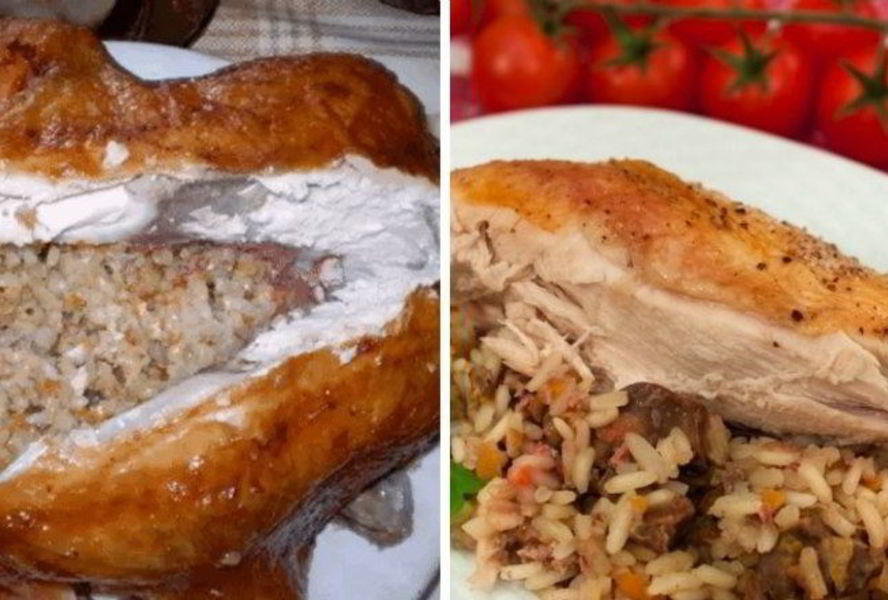 Курица, фаршированная рисом