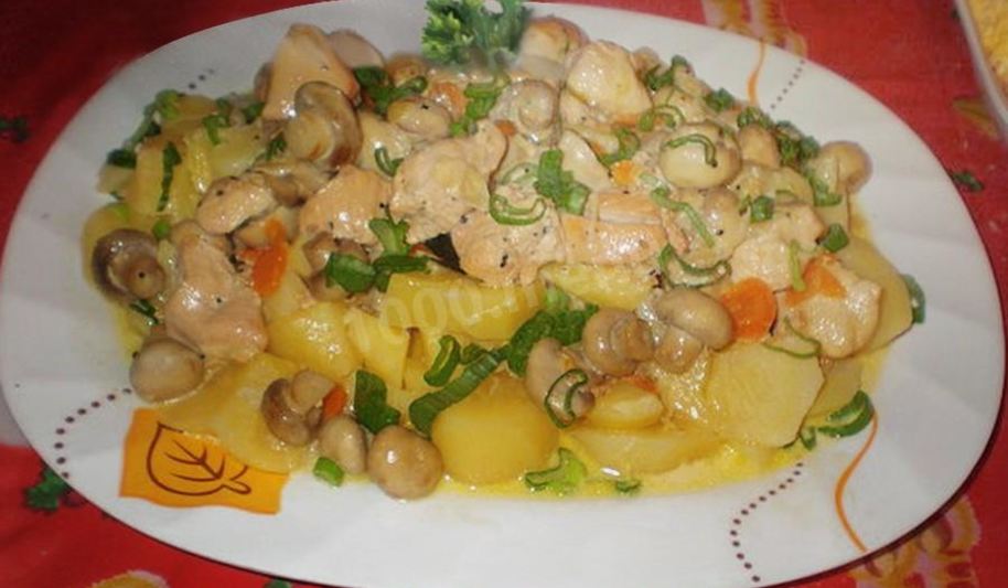Рецепт курицы с консервированными шампиньонами