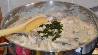 курица с шампиньонами в сливочном соусе