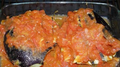 баклажаны с помидорами и сыром