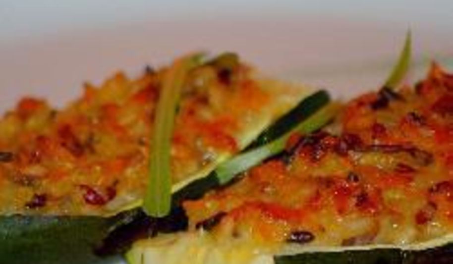 Рецепт кабачков фаршированных диким рисом и козьим сыром