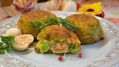 кабачковые крокеты, фаршированные грибами