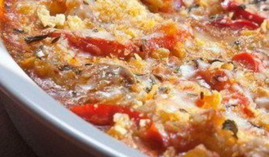 Рецепт картофельного гратен с перцами поблано и луком