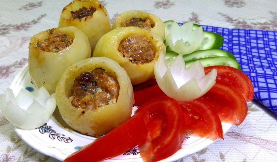 Рецепт картошки фаршированной свининой