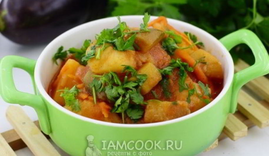 Рецепт картошки тушеной с баклажанами