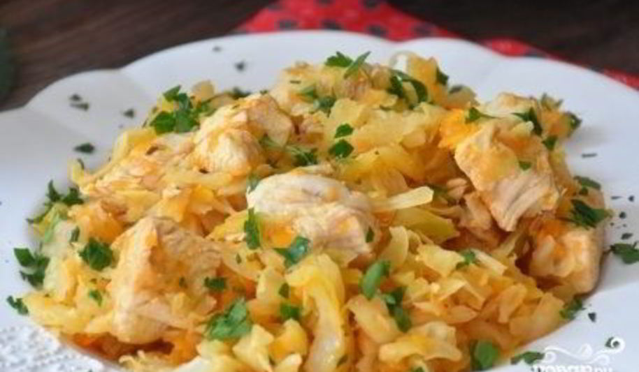 Рецепт тушеной капусты с индейкой