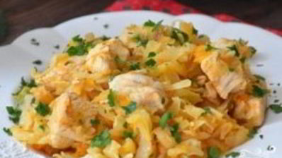 тушеная капуста с индейкой