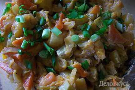 Тушеные кабачки с капустой