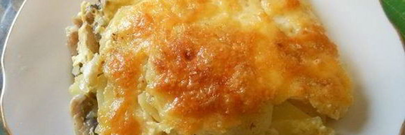 Запеченная картошка с шампиньонами и сыром