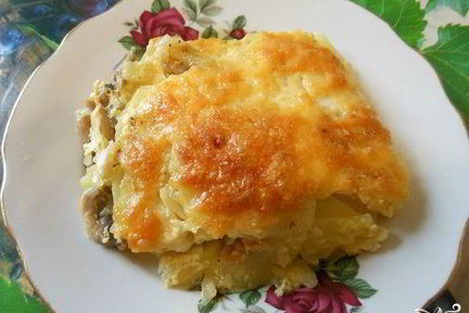 Запеченная картошка с шампиньонами и сыром