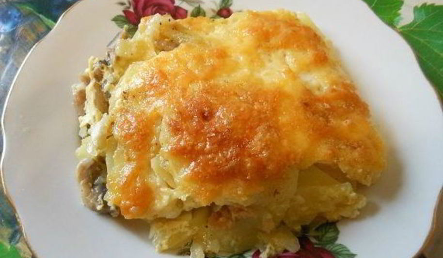 Рецепт запеченной картошки с шампиньонами и сыром