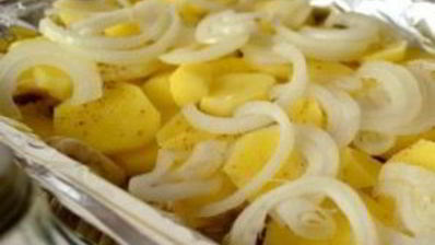 запеченная картошка с шампиньонами и сыром