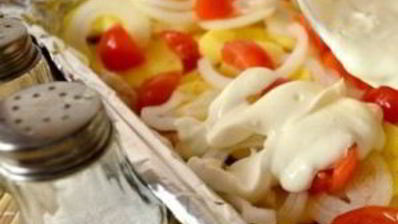 запеченная картошка с шампиньонами и сыром