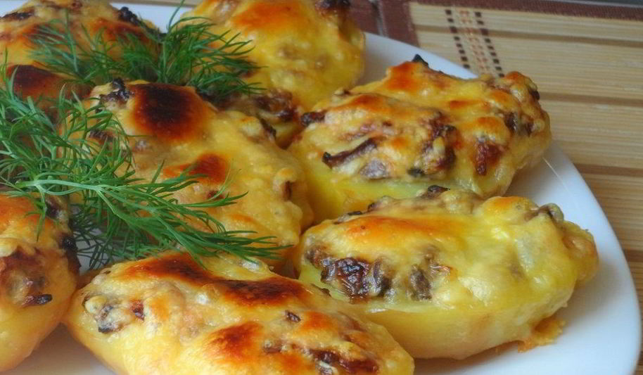 Рецепт запеченного картофеля с грибами
