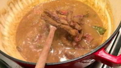 говяжья печень с грибами