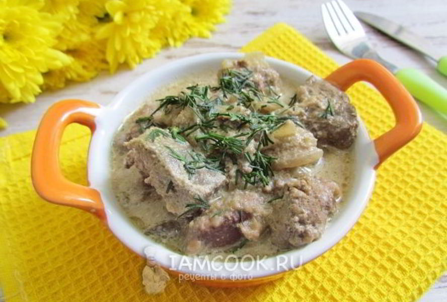 Говяжья печень тушеная в мультиварке