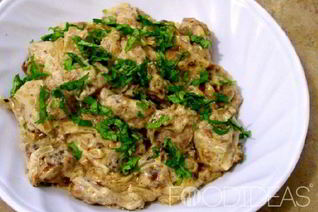 Говяжья печень в сливках